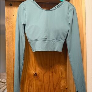 Teal Long Sleeve Crop Top
